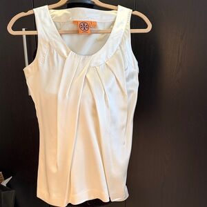 Tory Burch Cream Sleeveless Top 100% Silk Size 4.